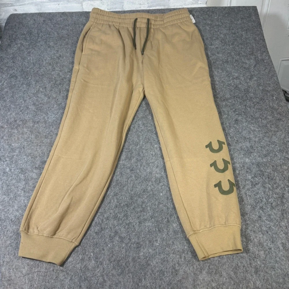 True Religion Mens Tan Khaki Horseshoe Logo Jogger Sweatpants XL RN112790